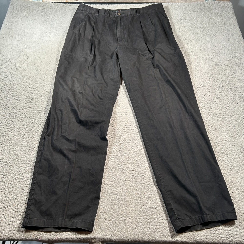 Vintage Reebok Greg Norman Chino Pants Mens 40 (37x32) Black Pleated Wide-Leg